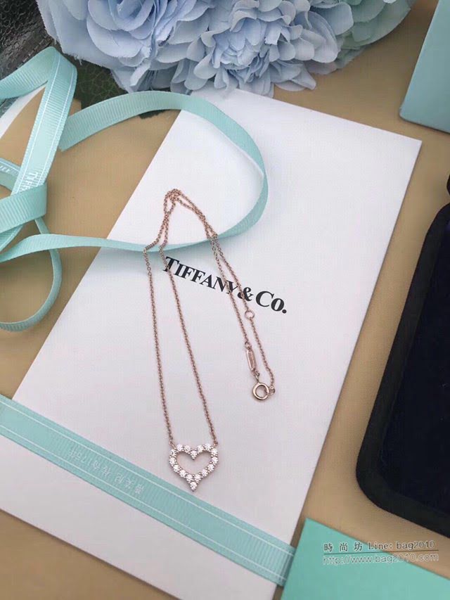 Tiffany純銀飾品 蒂芙尼女士專櫃爆款滿鑽桃心項鏈 Tiffany925銀定制版項鏈  zgt1598